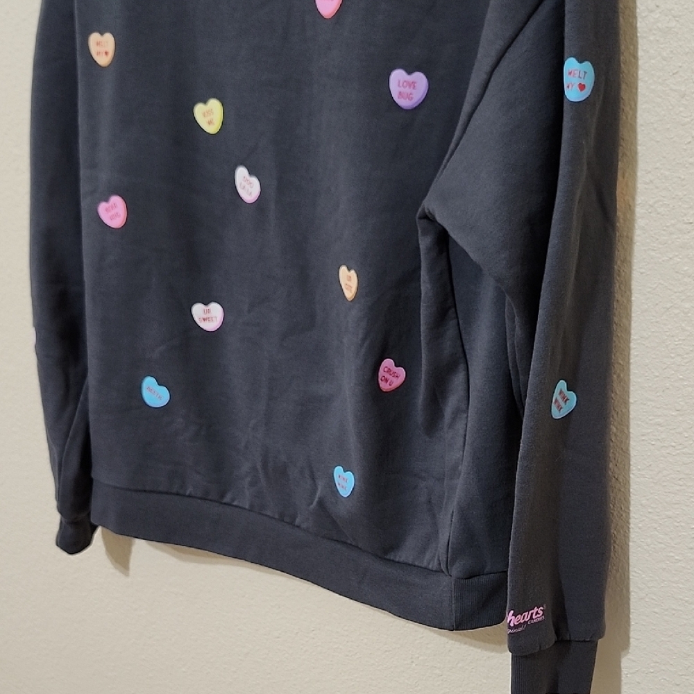 Sweetheart Clothing Dark Gray Sweater with Colorful Heart Accents - Picture 5 of 6